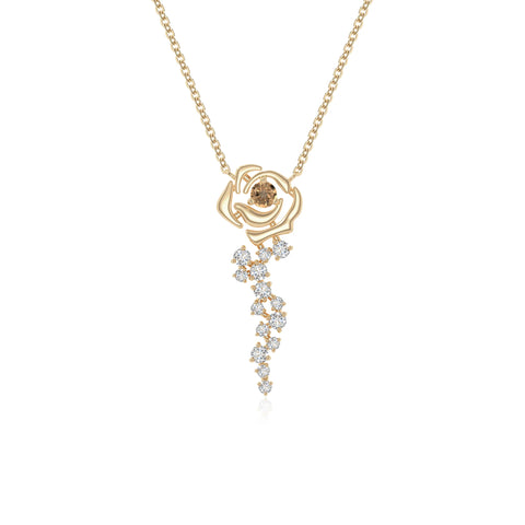 natural citrine rose flower necklaces in yellow gold vermeil 