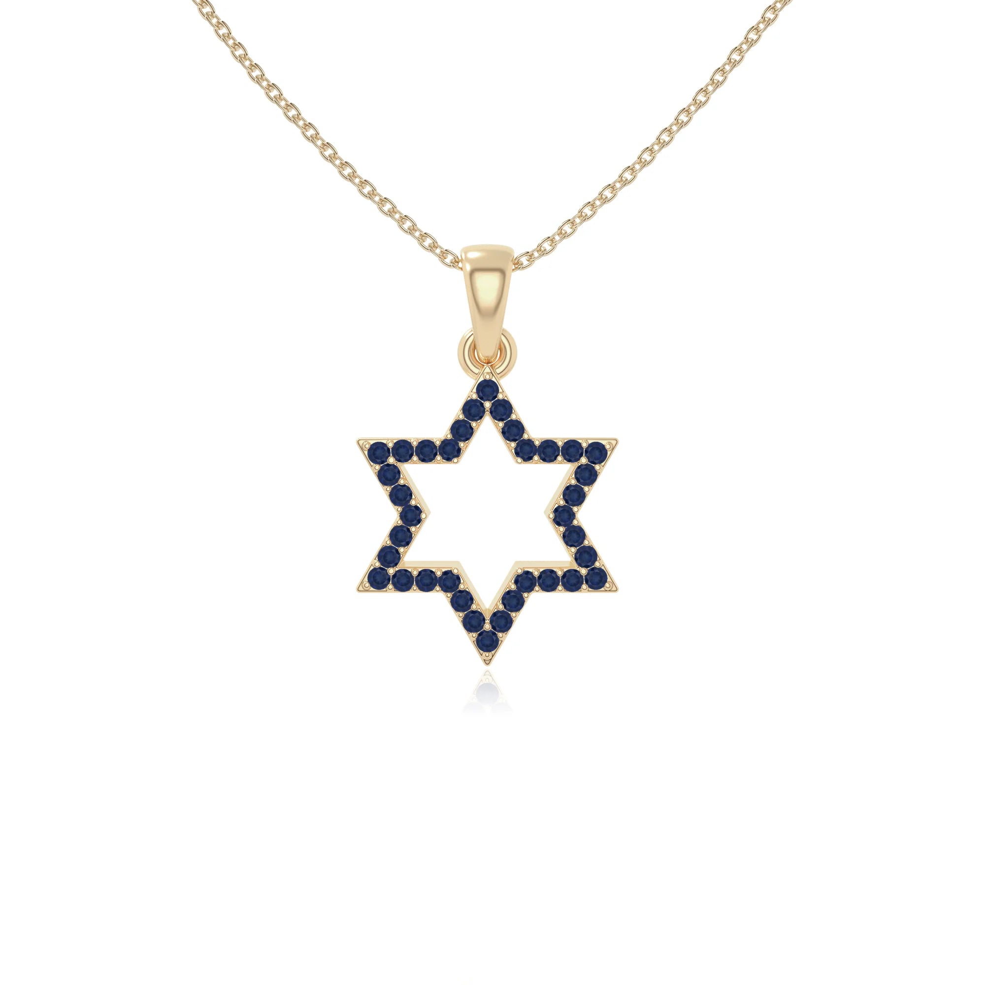 natural blue-sapphire star of david necklaces in yellow gold vermeil 