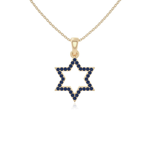 natural blue-sapphire star of david necklaces in yellow gold vermeil 