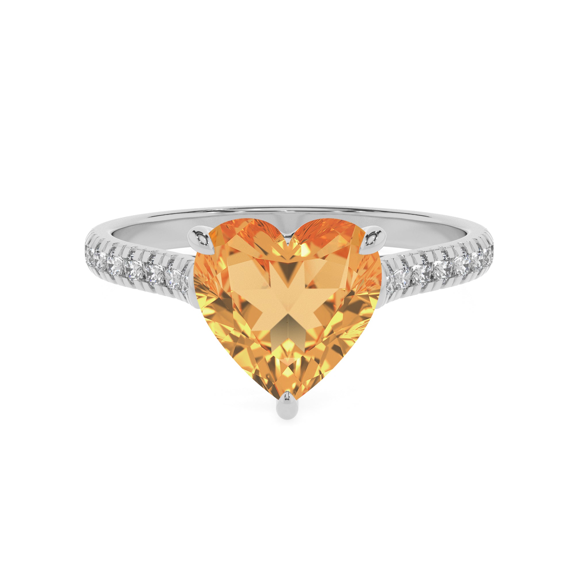 lab-grown citrine heart half eterity solitaire engagement ring