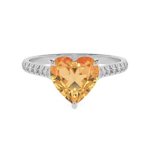 lab-grown citrine heart half eterity solitaire engagement ring