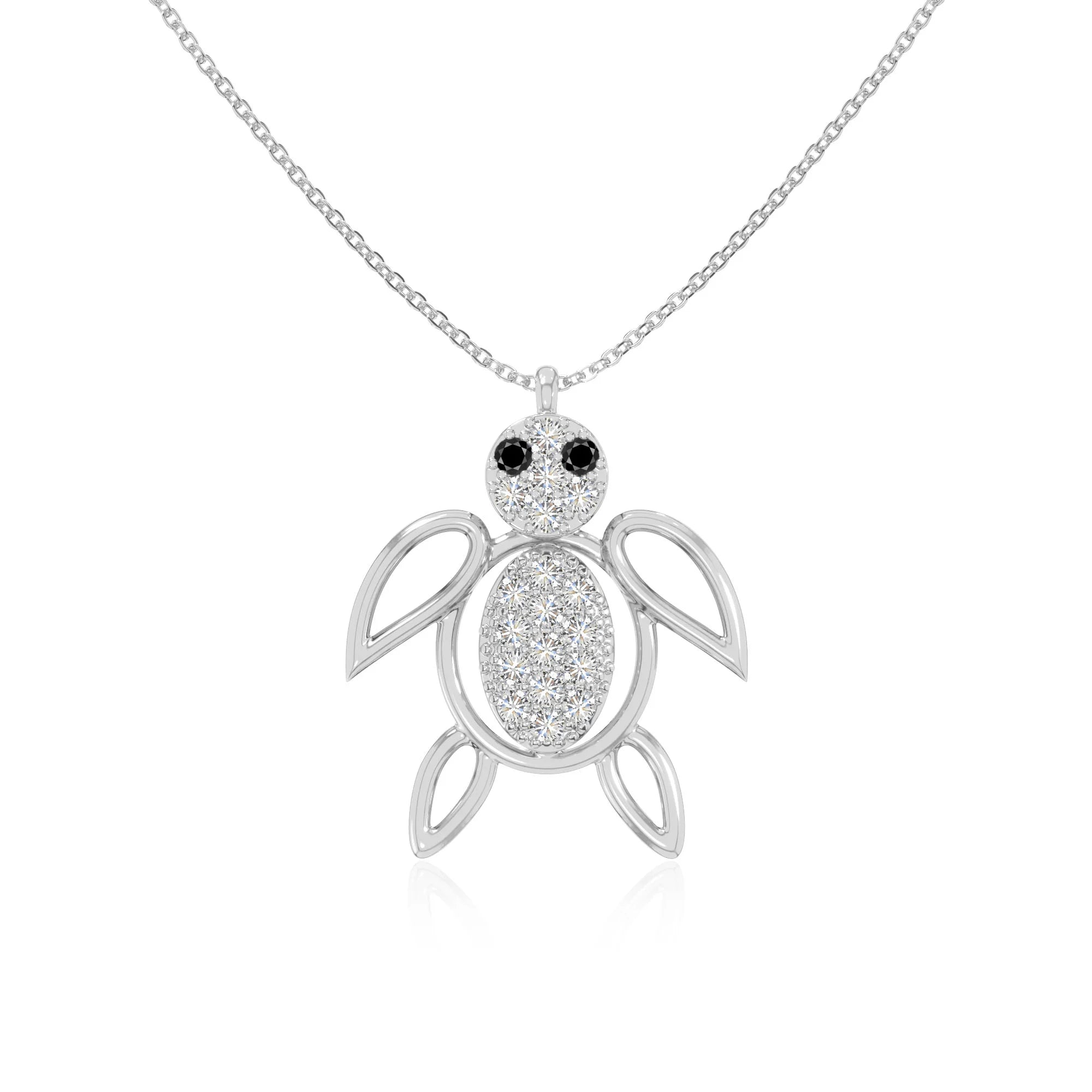 natural black-onyx turtle necklaces in sterling silver 