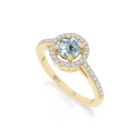 natural aquamarine solitaire halo engagement rings in yellow gold vermeil