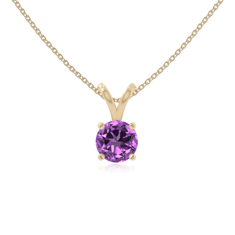 natural amethyst v-bale solitaire necklaces in yellow gold vermeil 