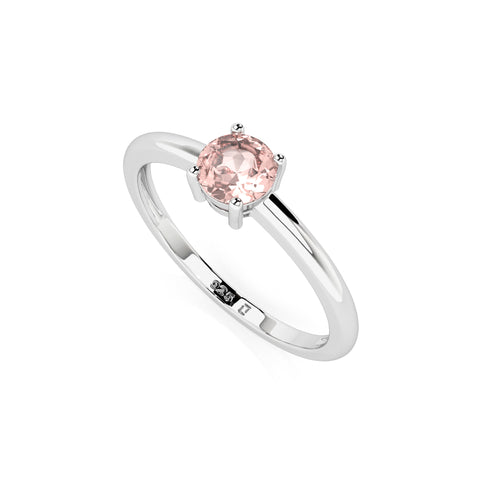 rose quartz round cut stackable prong-set ring