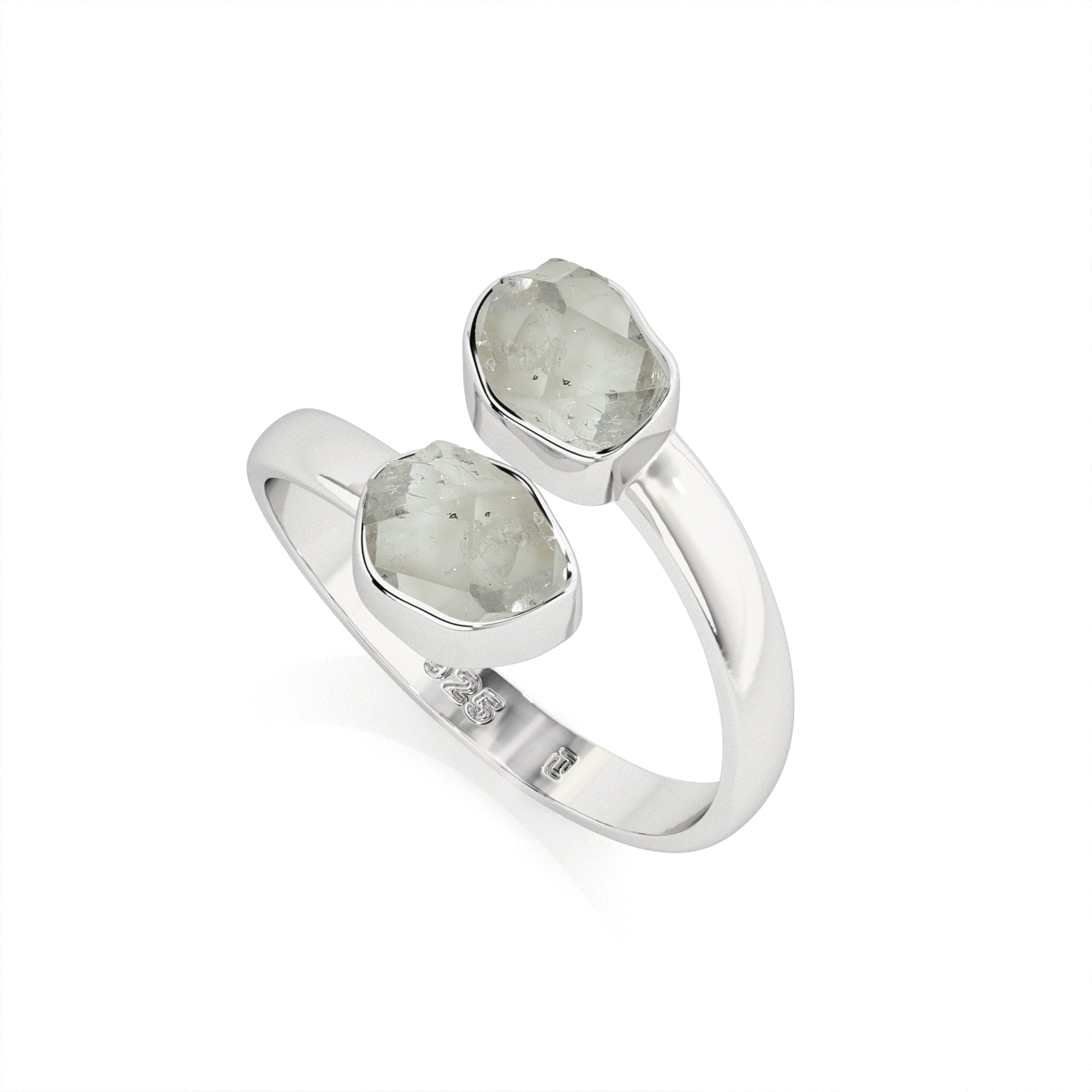 herkimer rough shape stackable bezel-set ring