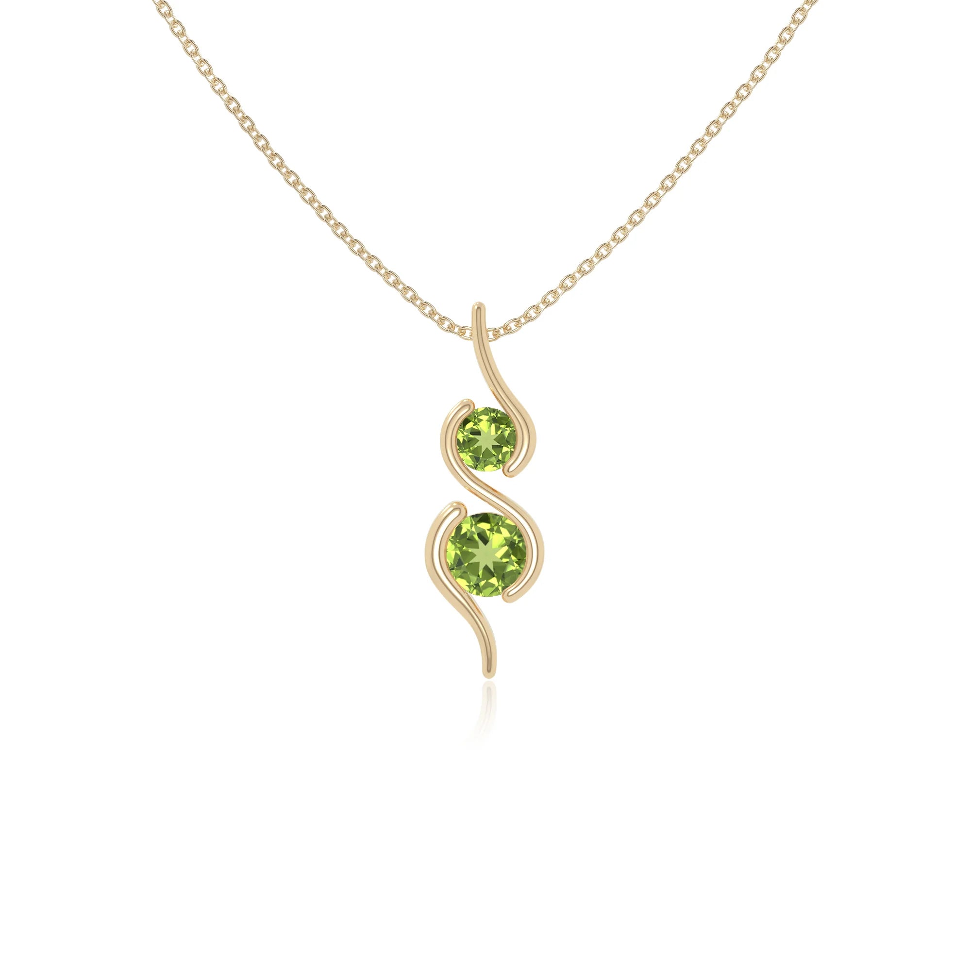 peridot 2 stone infinity necklaces in yellow gold vermeil 