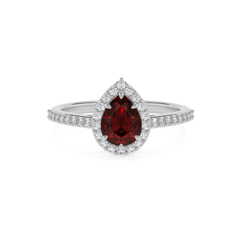 natural garnet pear half eterity halo solitaire engagement ring