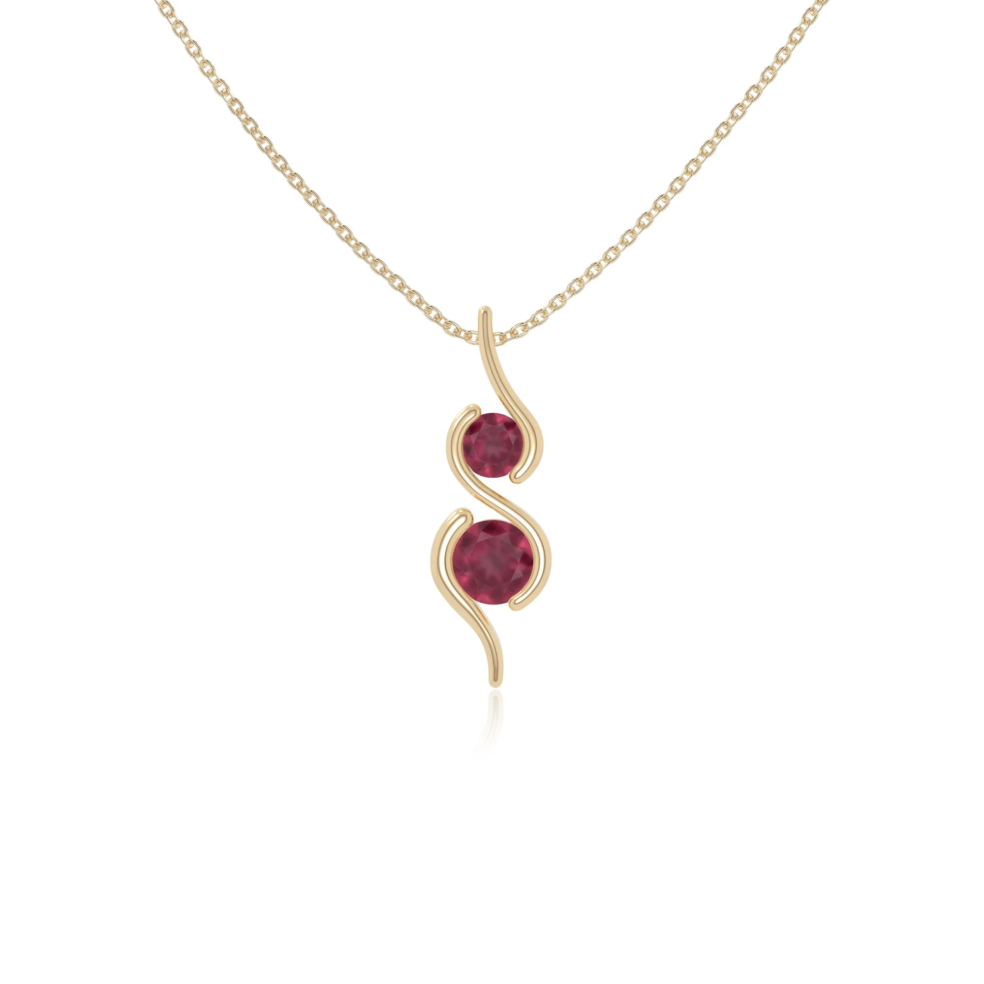 natural ruby 2 stone infinity necklaces in yellow gold vermeil 