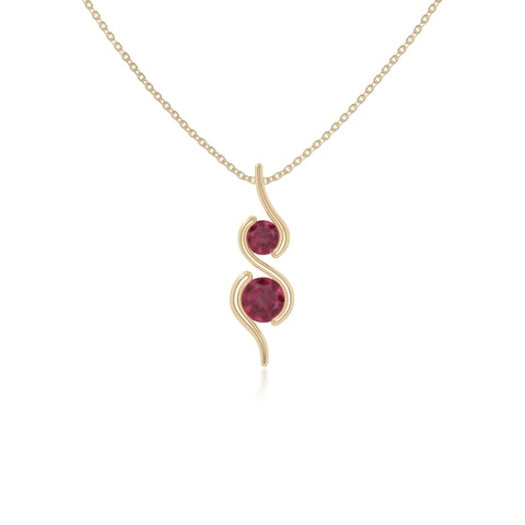 natural ruby 2 stone infinity necklaces in yellow gold vermeil 