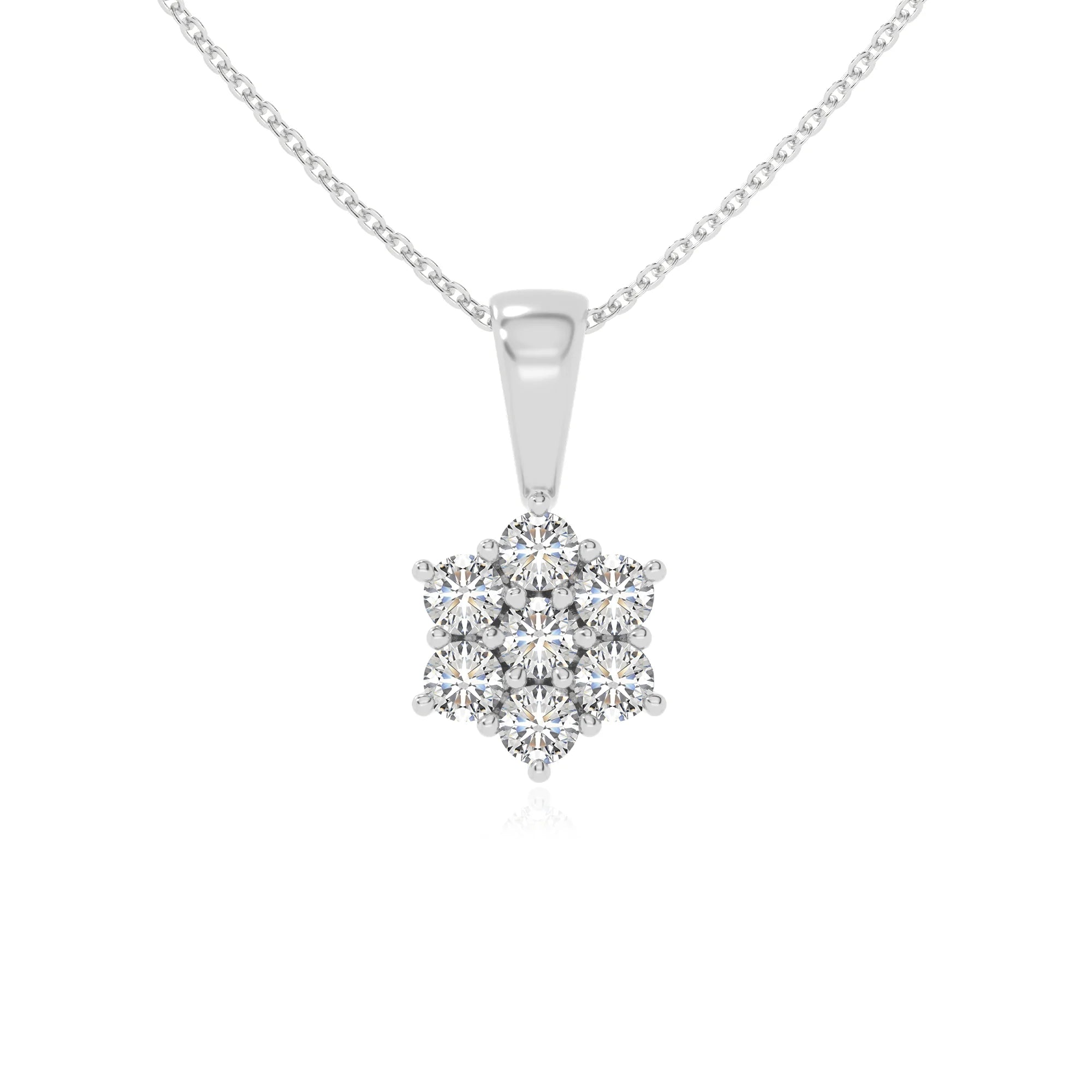 moissanite flower necklaces in sterling silver 