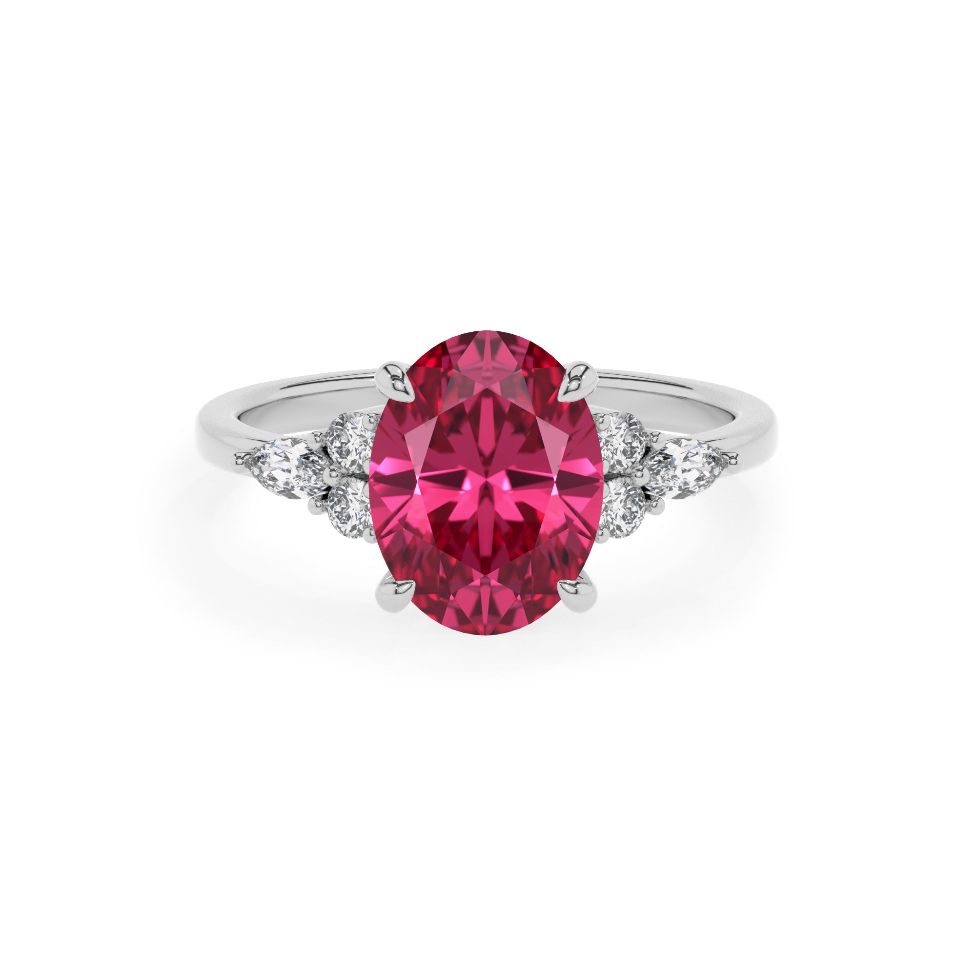 lab-grown pink-tourmaline oval solitaire engagement ring