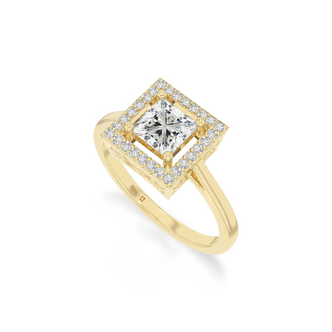 natural moissanite solitaire halo engagement rings in yellow gold vermeil