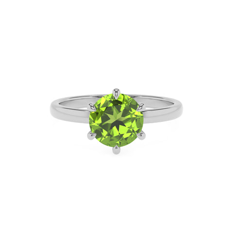 natural peridot round solitaire engagement ring