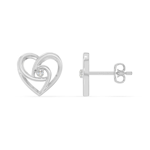 moissanite heart stud earrings in sterling silver 