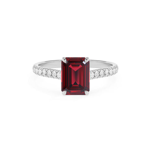 lab-grown ruby emerald half eterity solitaire engagement ring