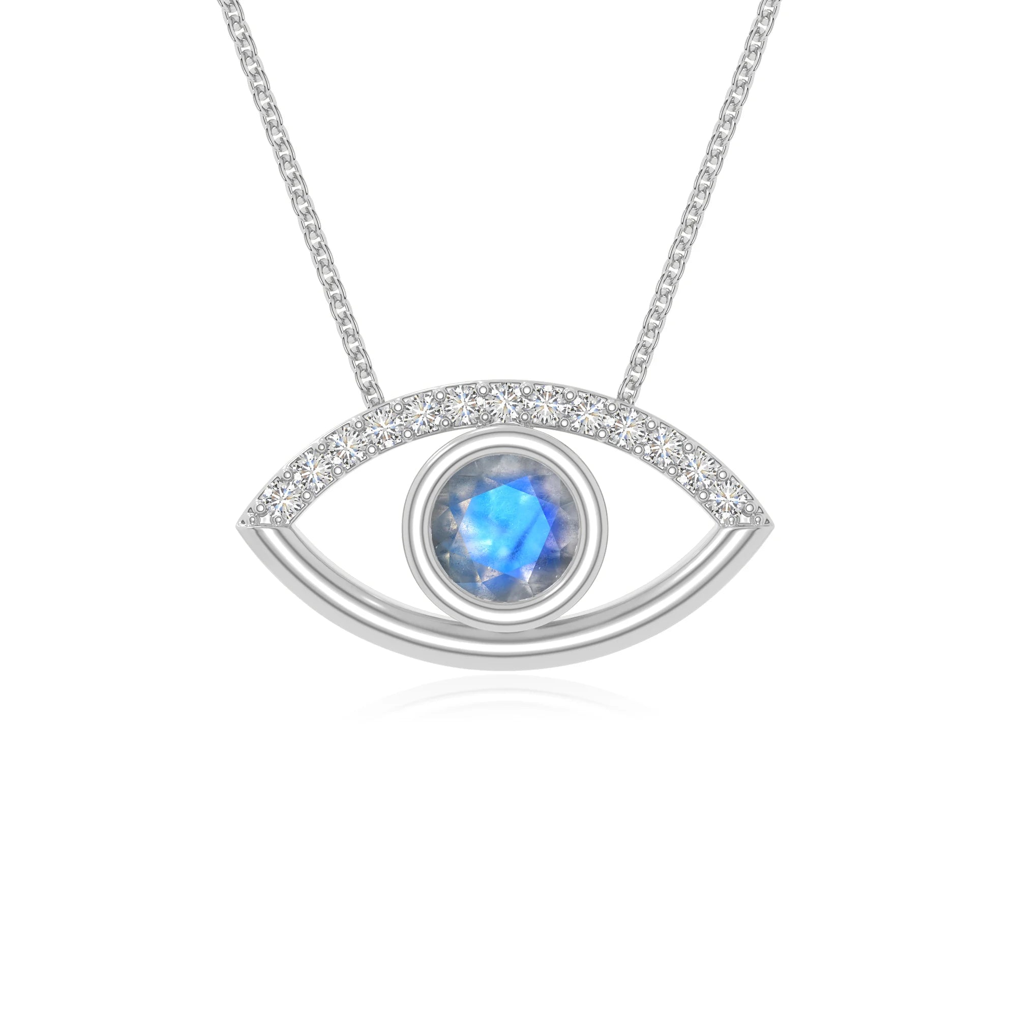 natural labradorite evil eye necklaces in sterling silver 