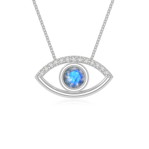 natural labradorite evil eye necklaces in sterling silver 