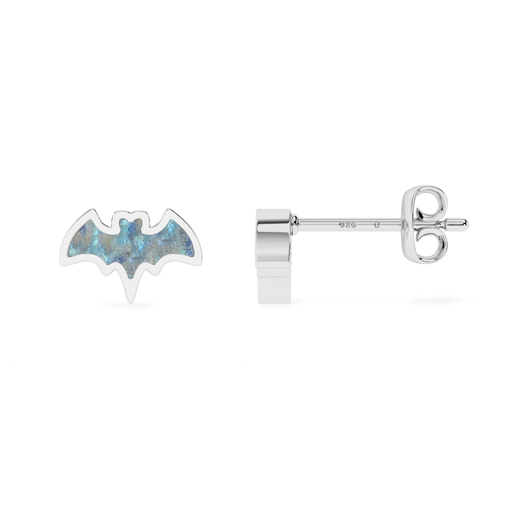 natural rainbow moonstone bat shape stud earrings