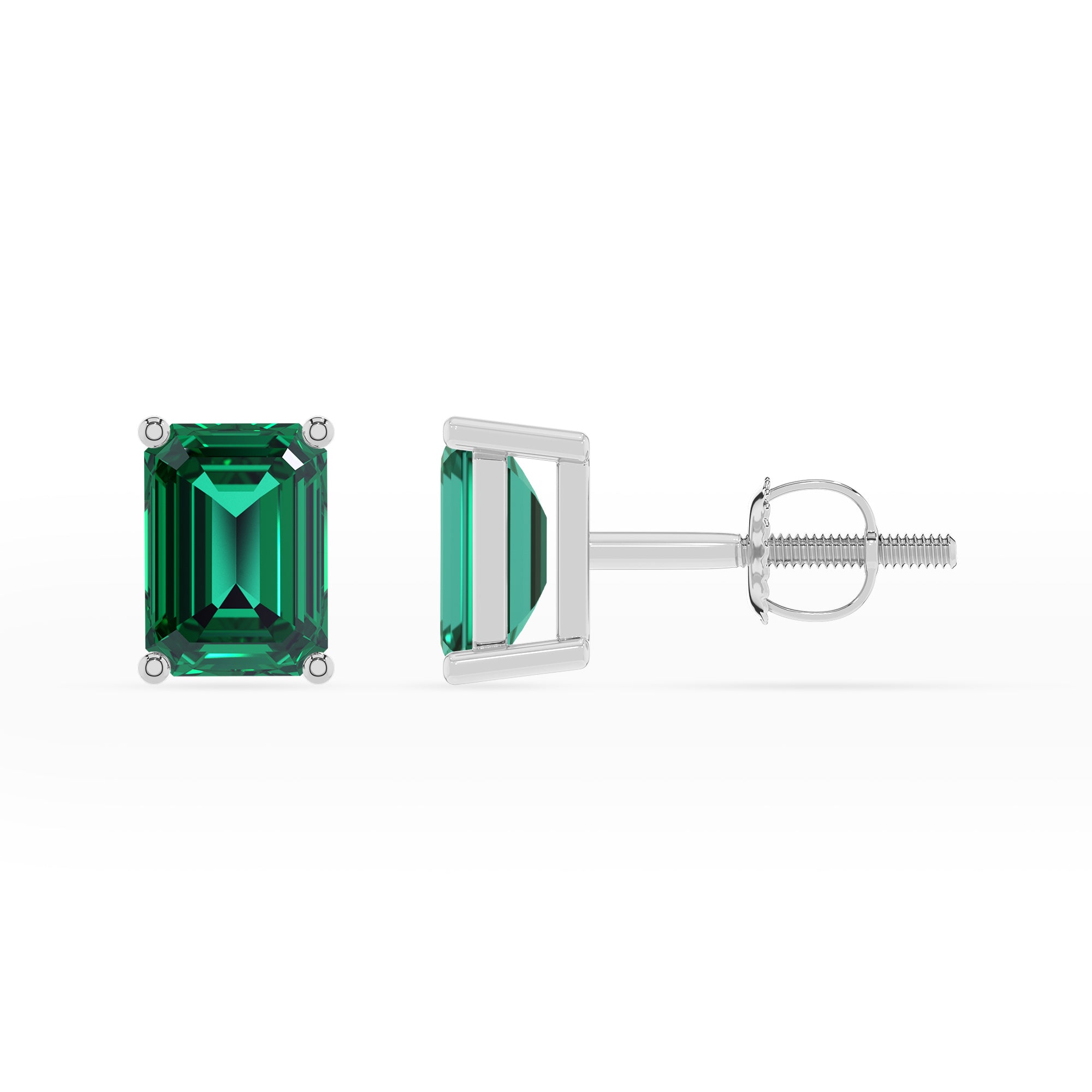 lab grown emerald emerald cut stud earrings 