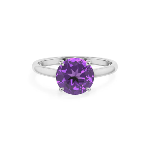 lab grown amethyst round solitaire engagement ring