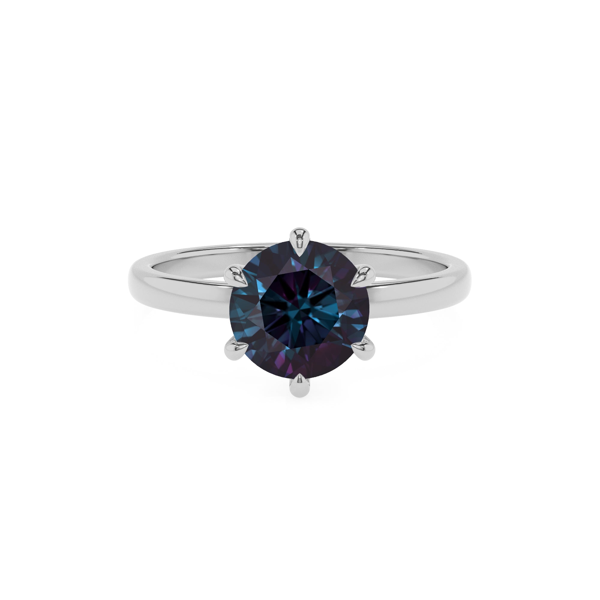 lab grown alexandrite round solitaire engagement ring