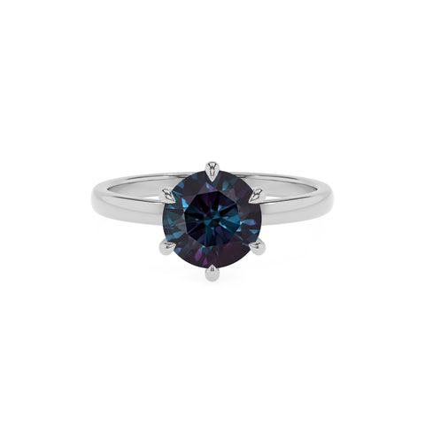 lab grown alexandrite round solitaire engagement ring