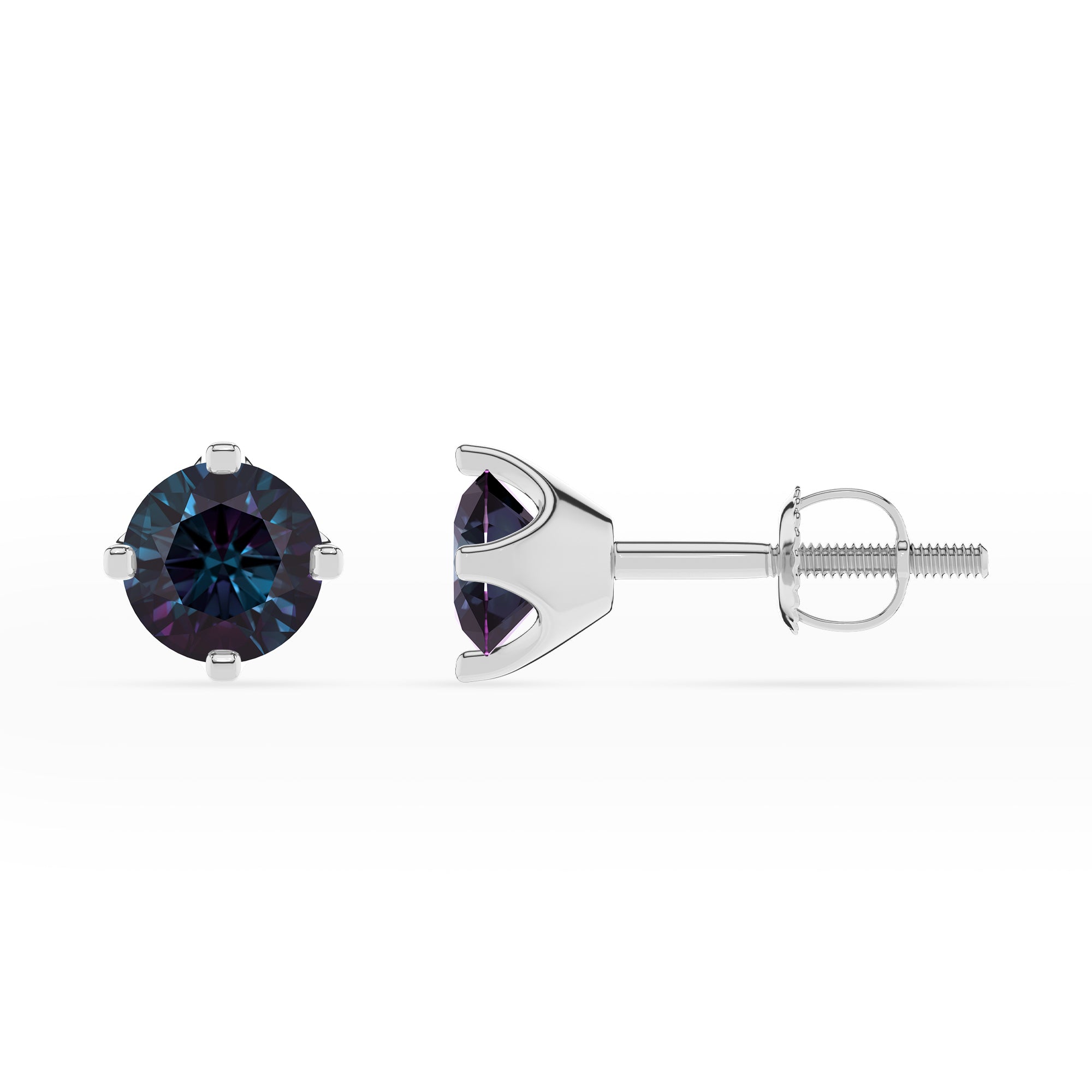 lab grown alexandrite round stud earrings 