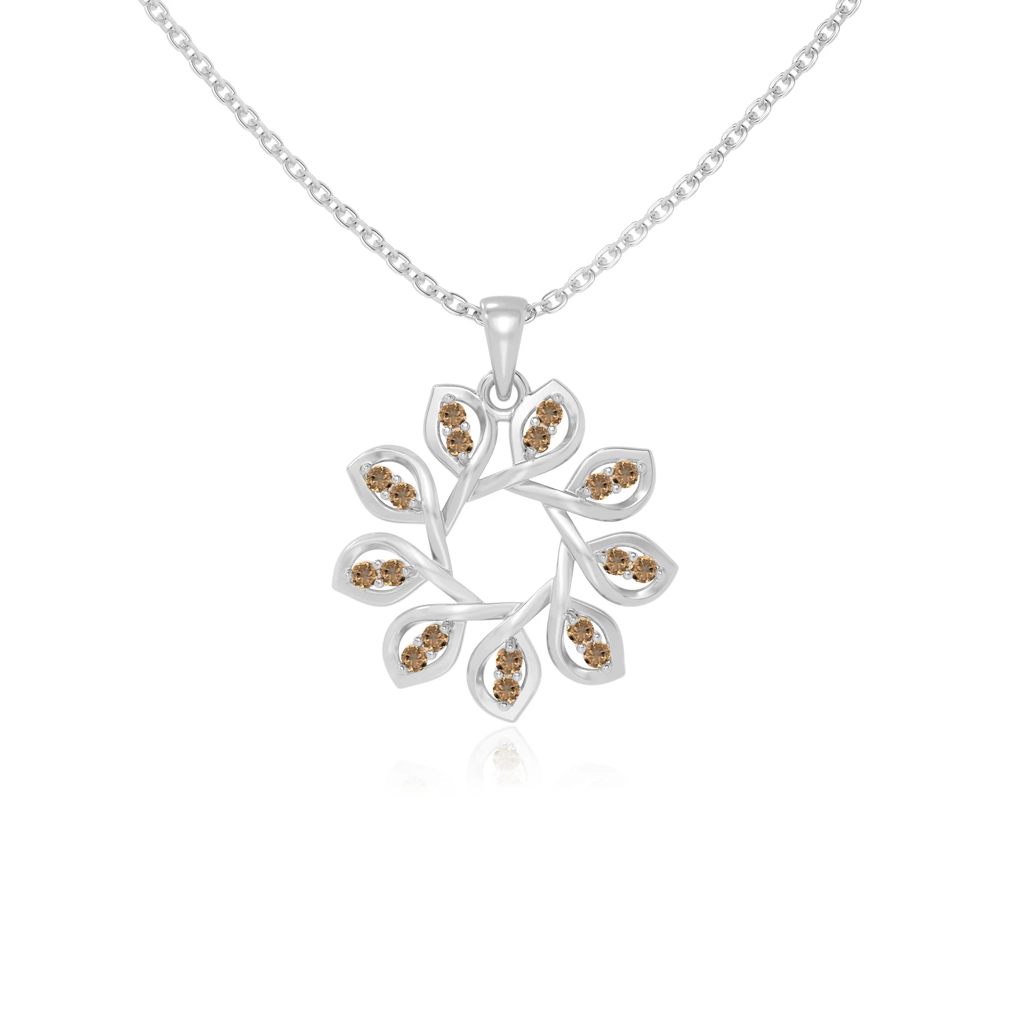 natural citrine flower necklaces in sterling silver 