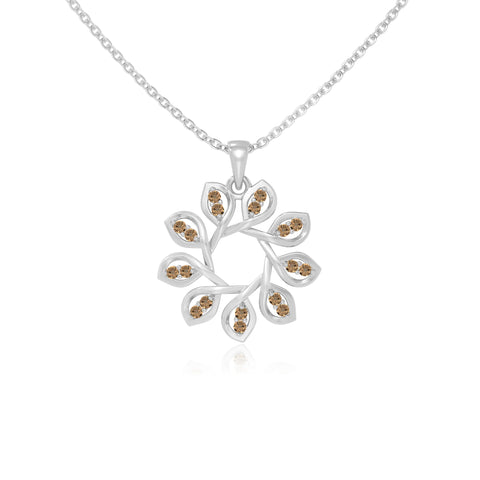 natural citrine flower necklaces in sterling silver 