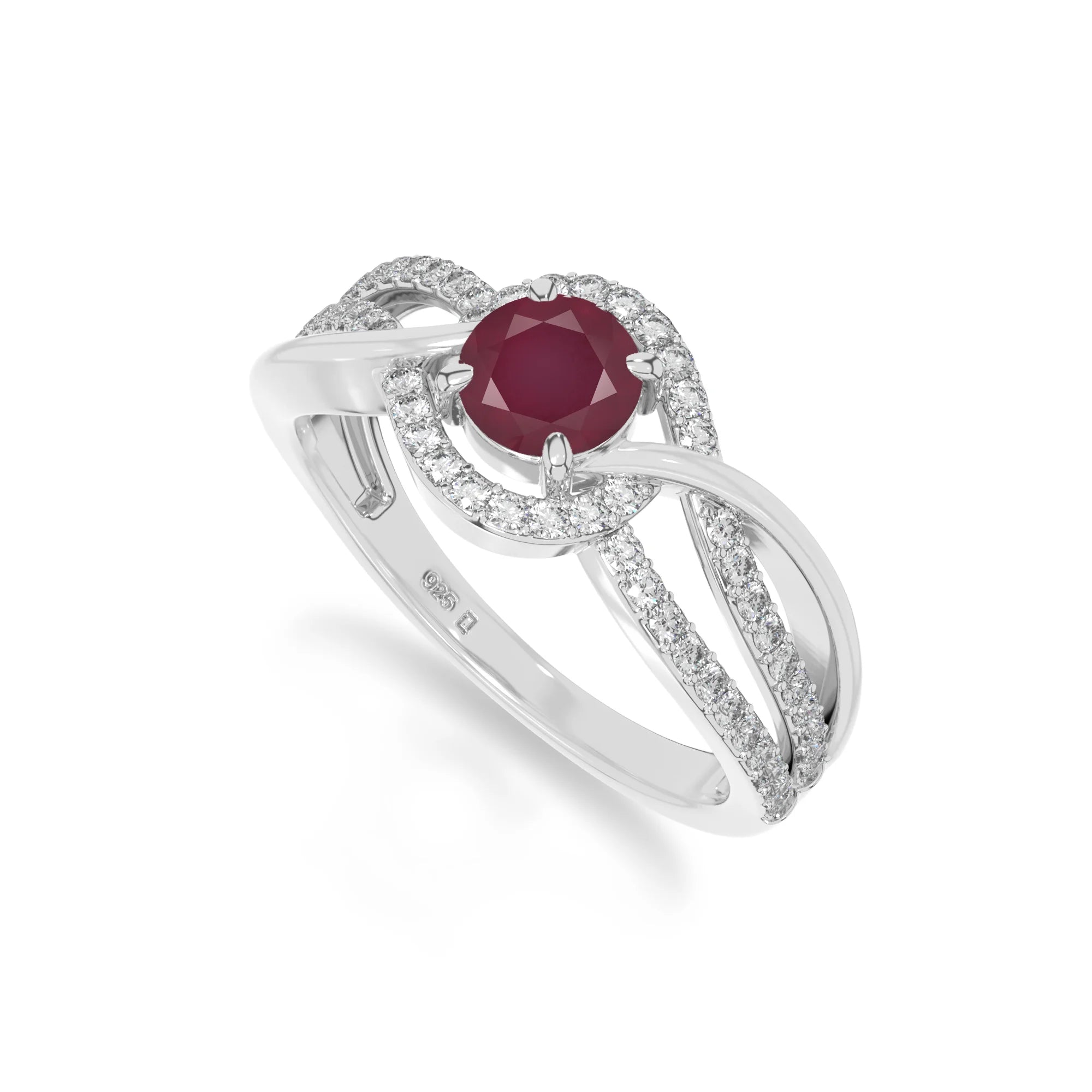natural ruby solitaire engagement rings in sterling silver 