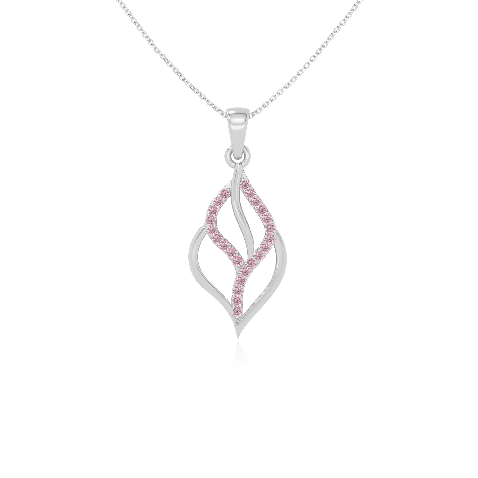natural pink-tourmaline leaf necklaces in sterling silver 