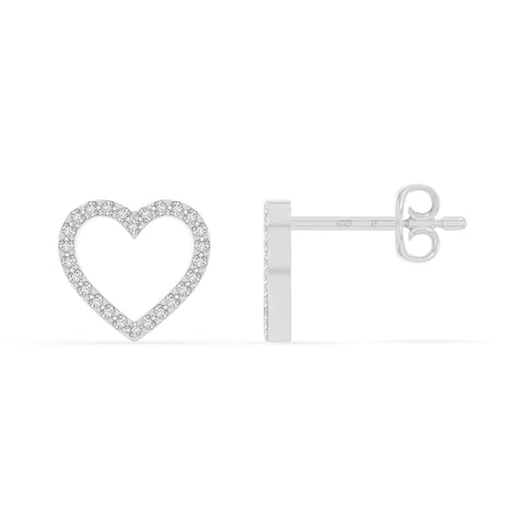 moissanite heart stud earrings in sterling silver 