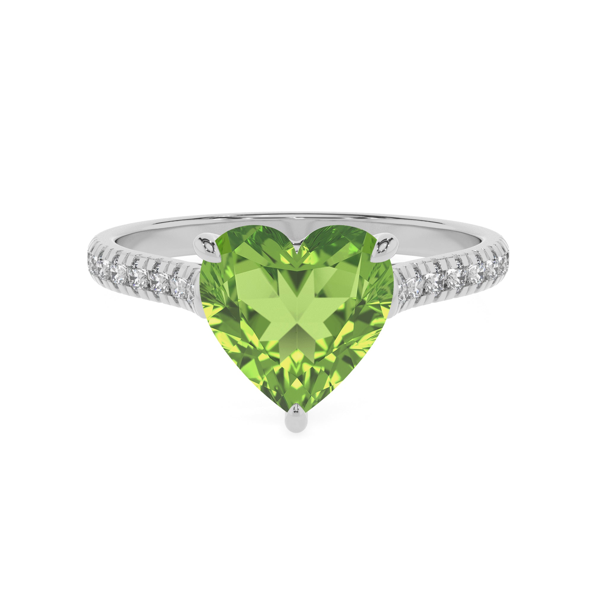 natural peridot heart half eterity solitaire engagement ring