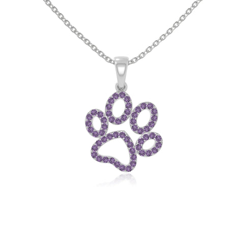 natural amethyst dog paw knot necklaces in sterling silver 
