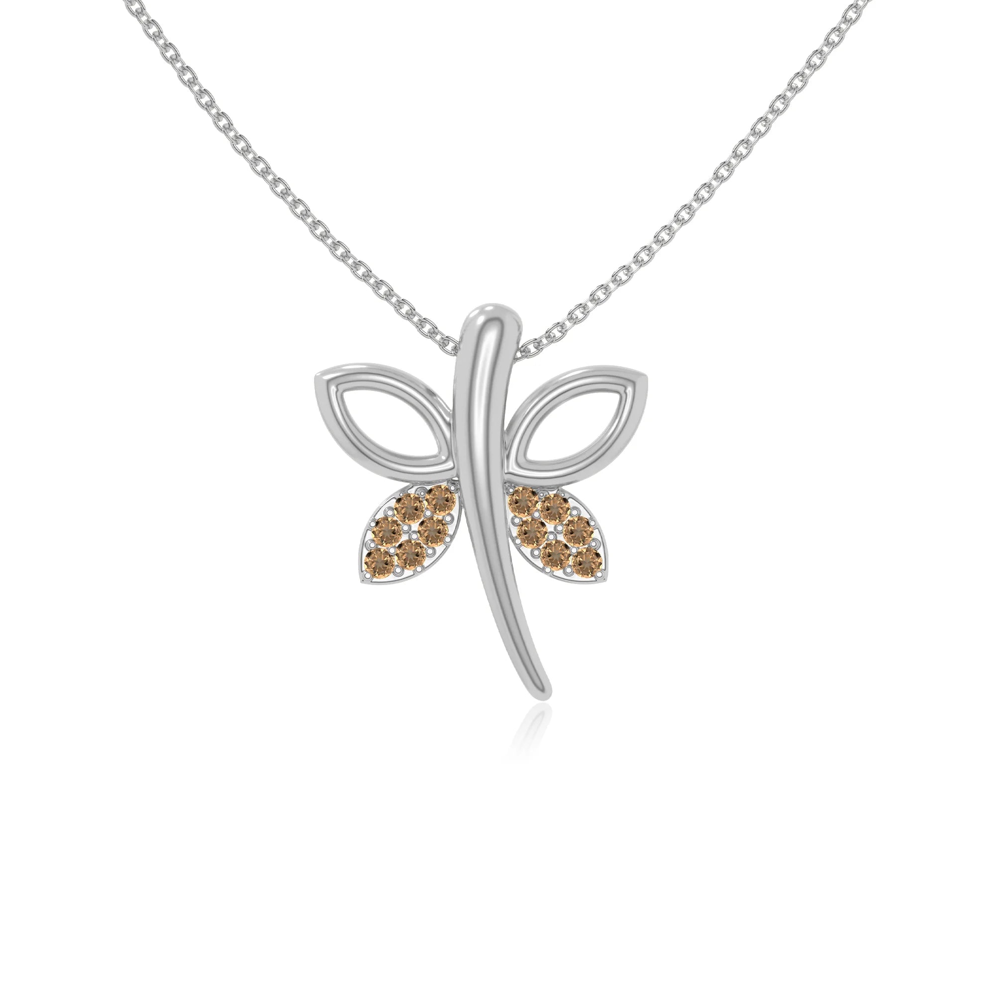 natural citrine dragonfly necklaces in sterling silver 