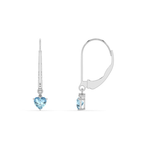 lab grown aquamarine heart dangle earrings with moissanite 