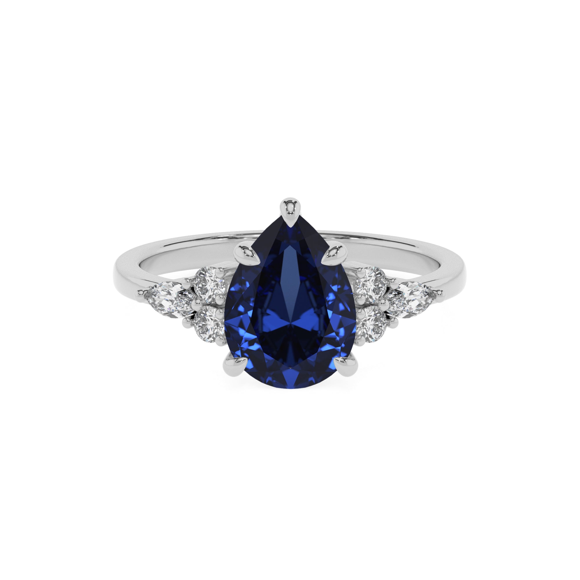 lab-grown blue-sapphire pear solitaire engagement ring