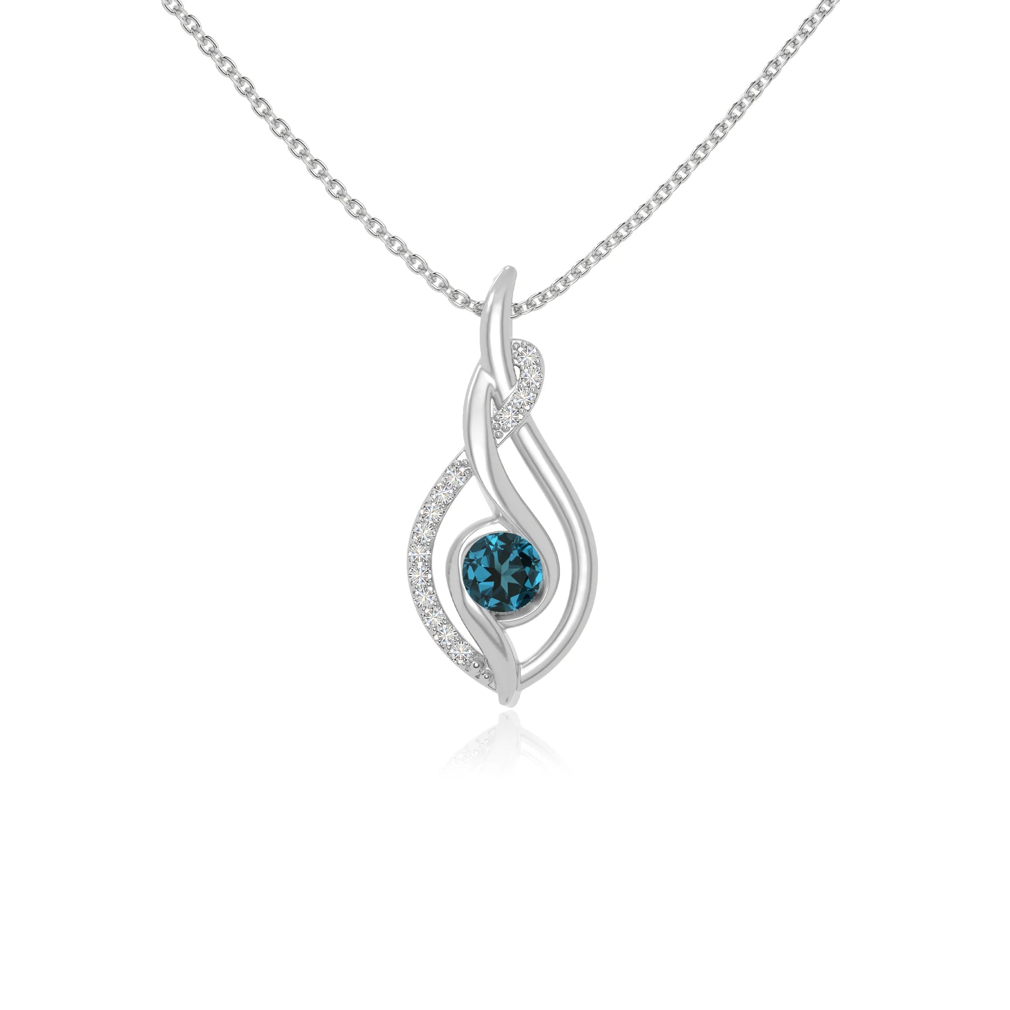 natural london-blue-topaz twisted infinty knot necklaces in sterling silver 