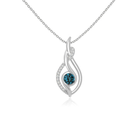 natural london-blue-topaz twisted infinty knot necklaces in sterling silver 