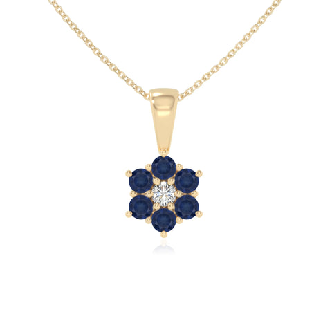natural blue-sapphire flower necklaces in yellow gold vermeil 