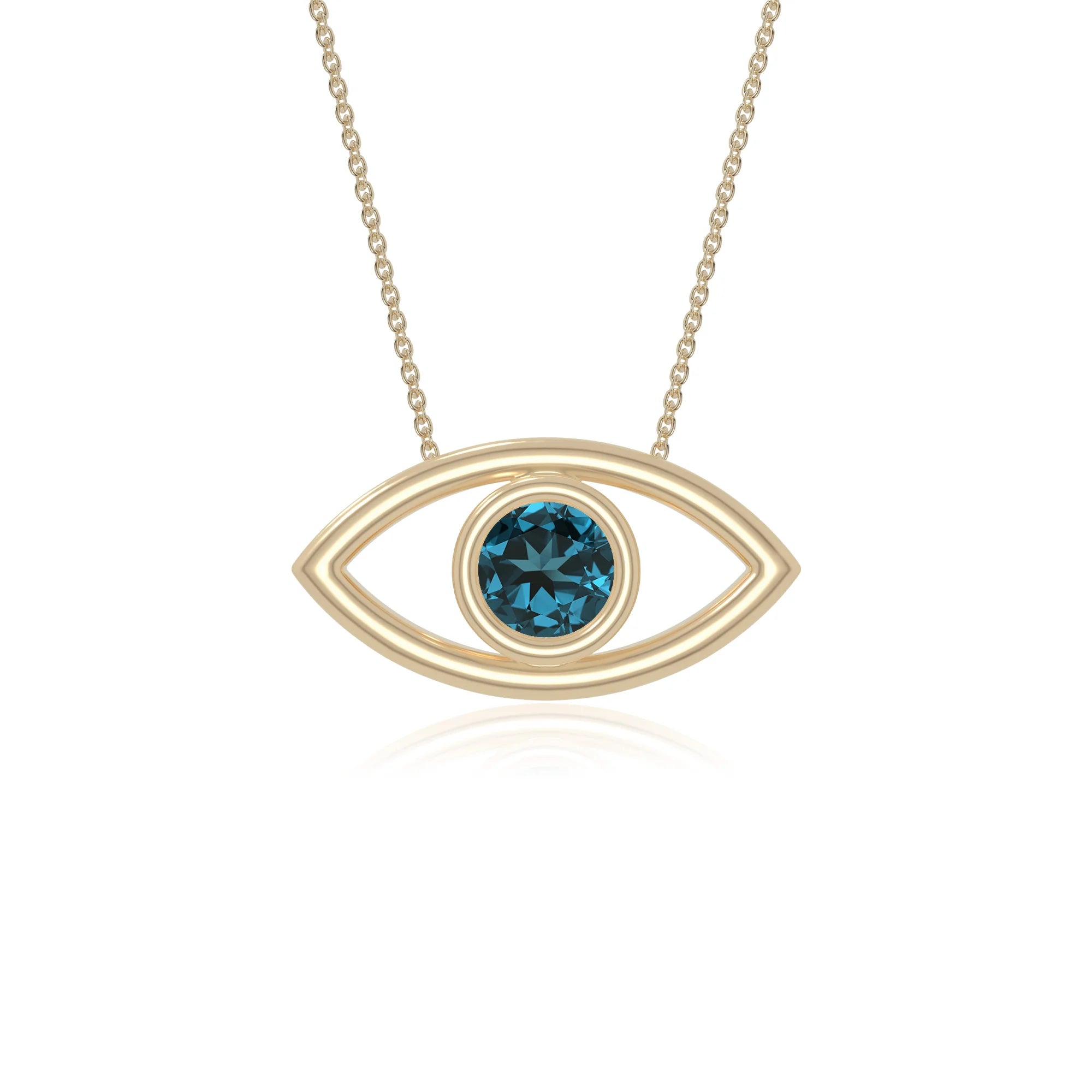 natural london-blue-topaz evil eye necklaces in yellow gold vermeil 