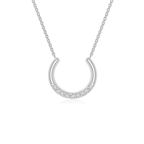 moissanite horse shoe necklaces in sterling silver 