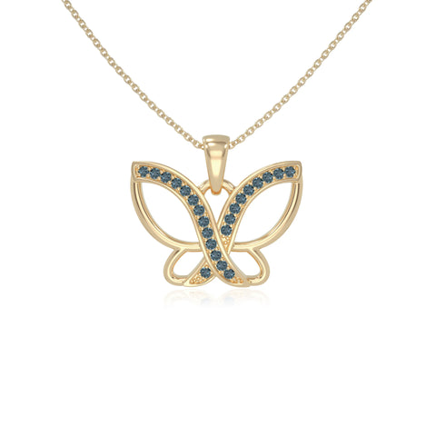 natural london-blue-topaz butterfly necklaces in yellow gold vermeil 