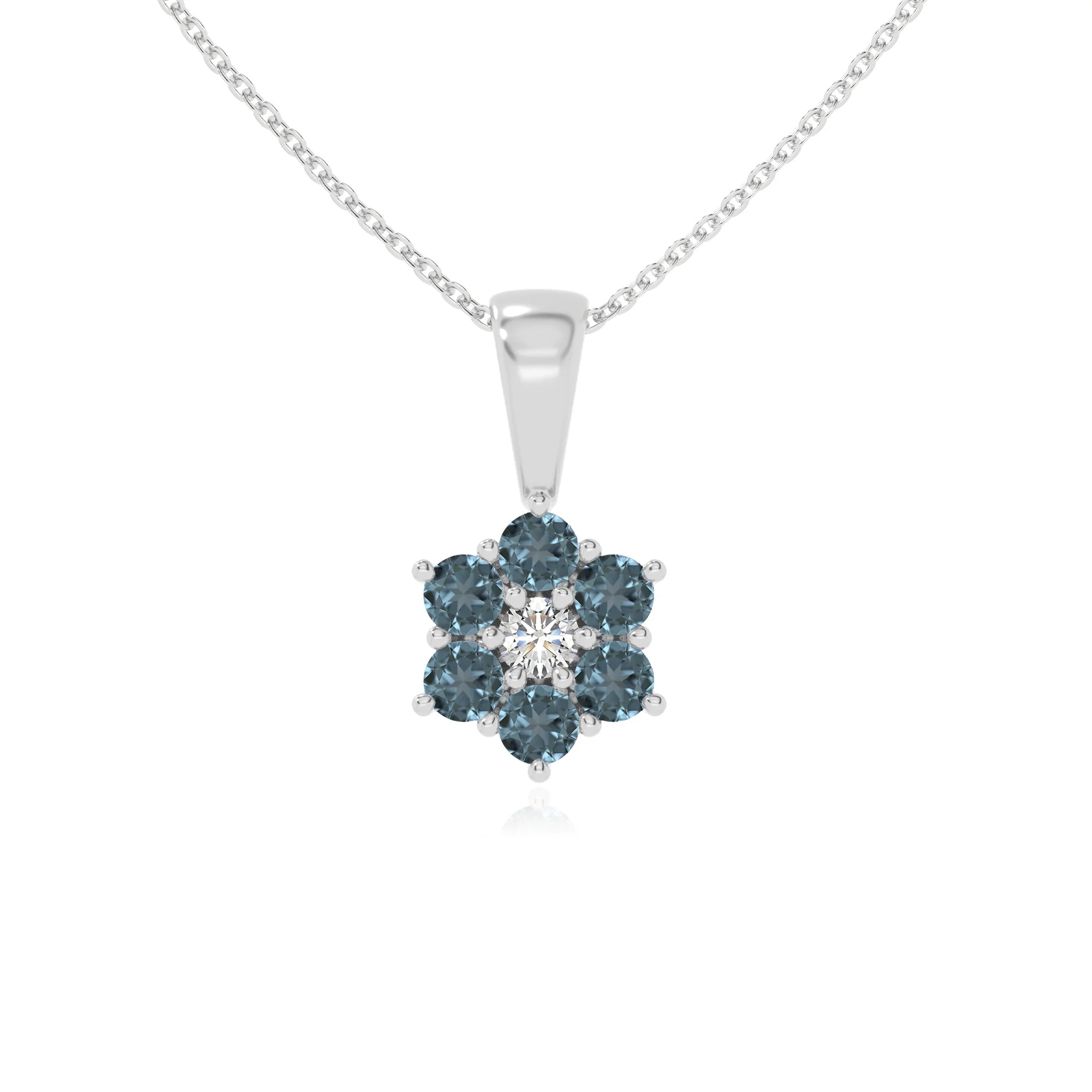 natural london-blue-topaz flower necklaces in sterling silver 