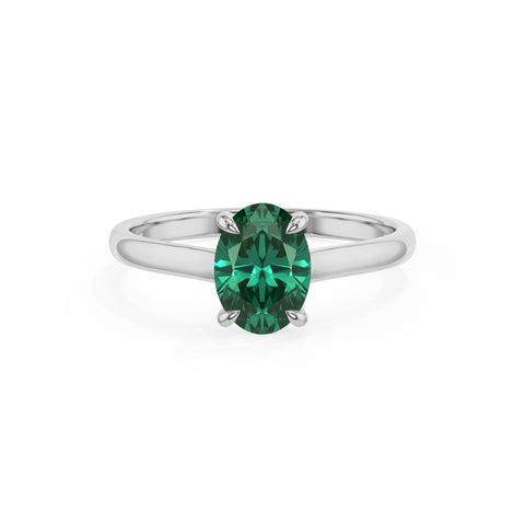 lab grown emerald oval solitaire engagement ring