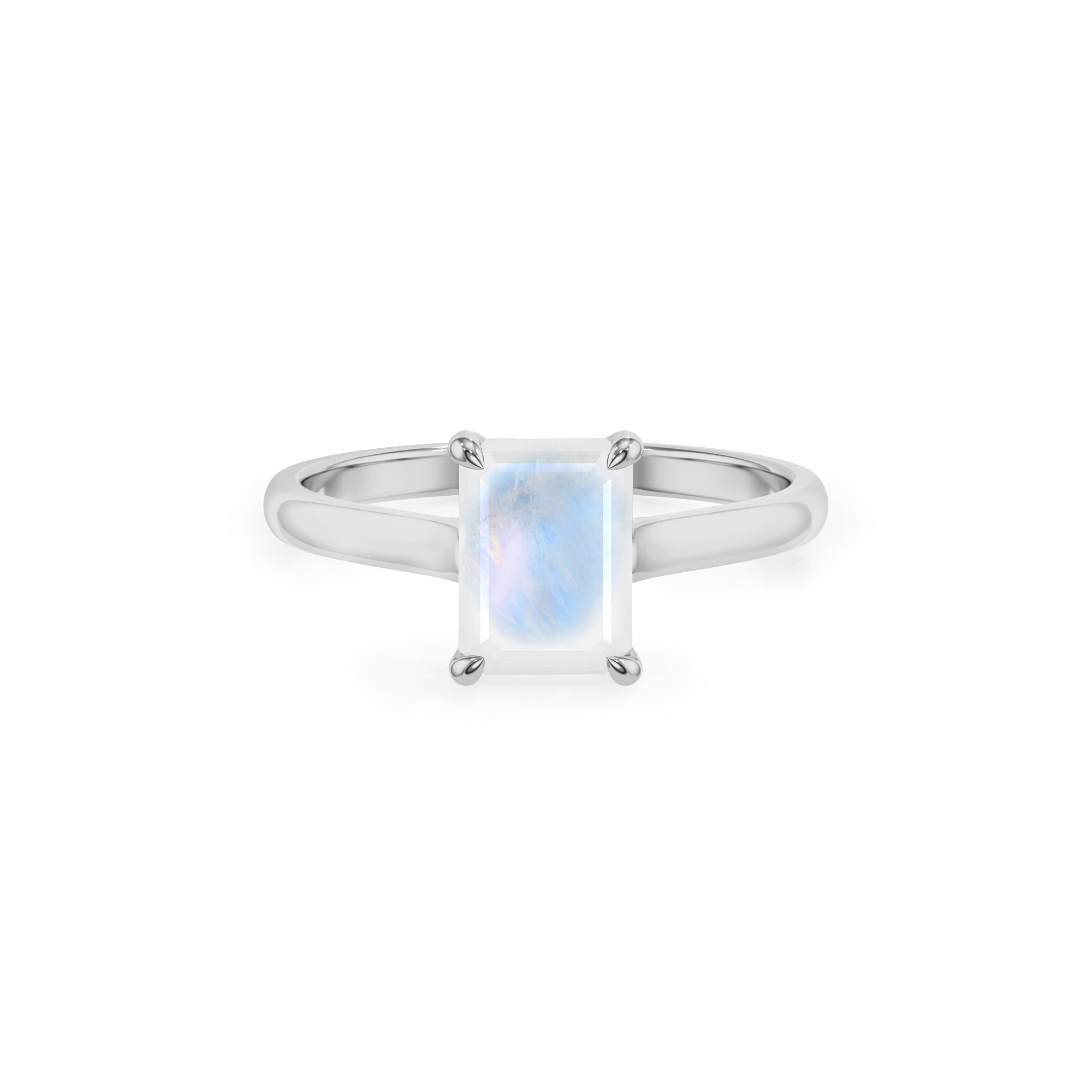 natural rainbow moonstone emerald solitaire engagement ring