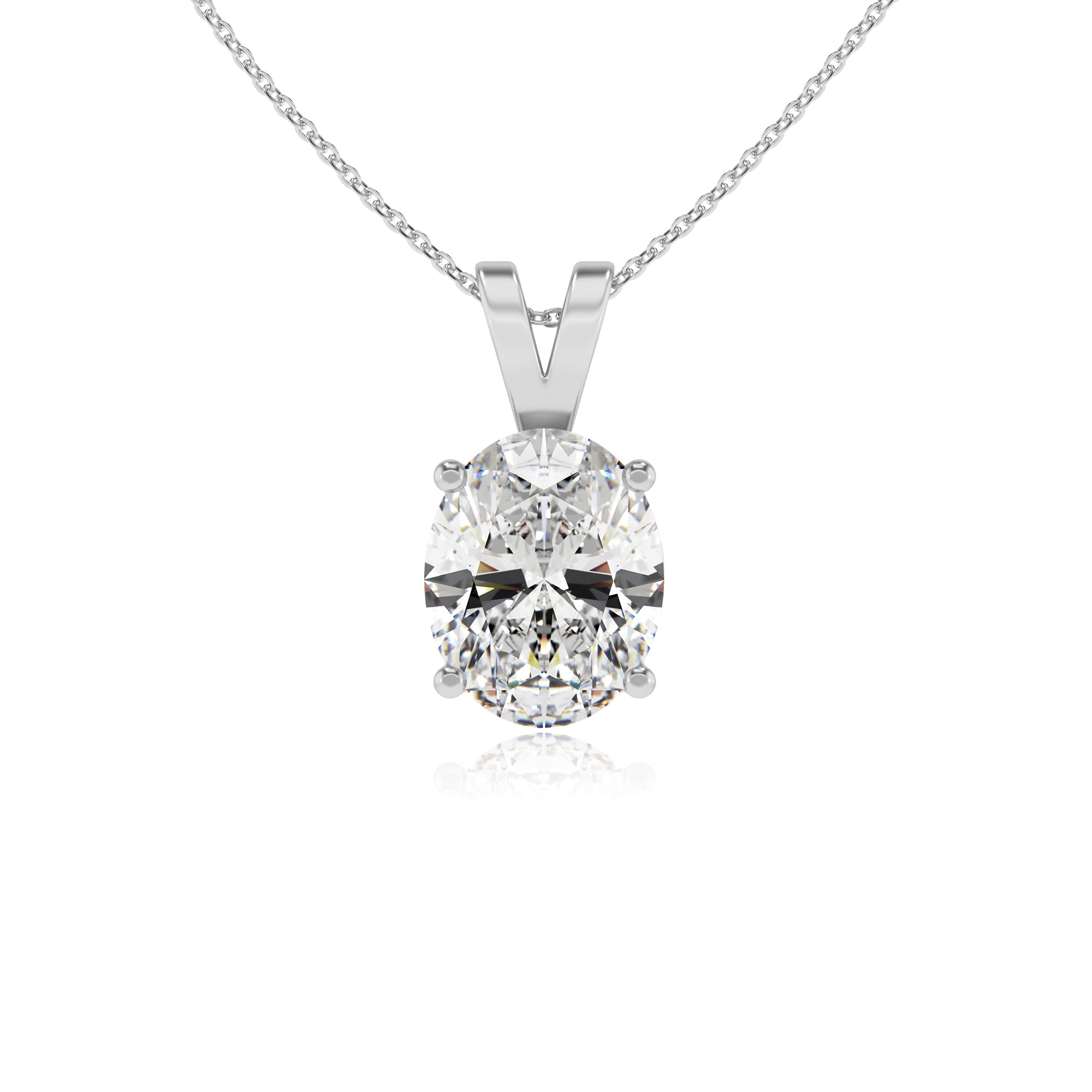 lab grown moissanite oval shape solitaire v-bale pendant necklace