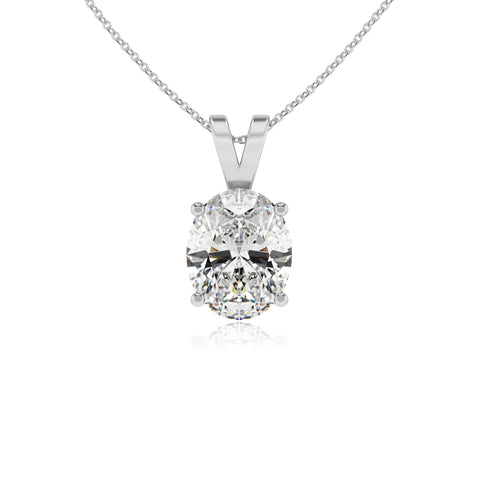 lab grown moissanite oval shape solitaire v-bale pendant necklace