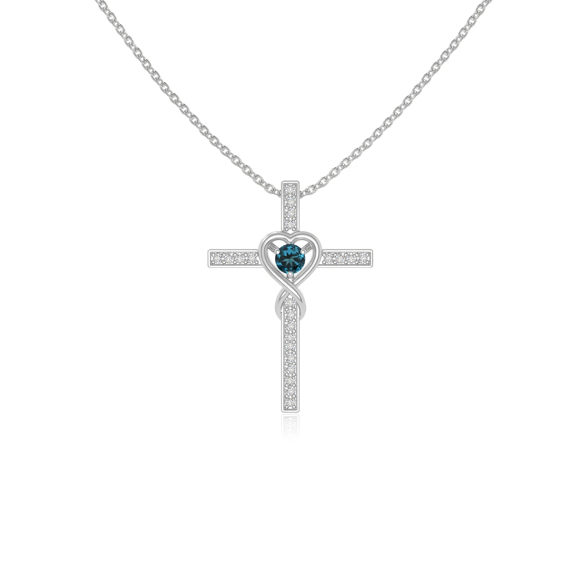natural london-blue-topaz infinity cross necklaces in sterling silver 